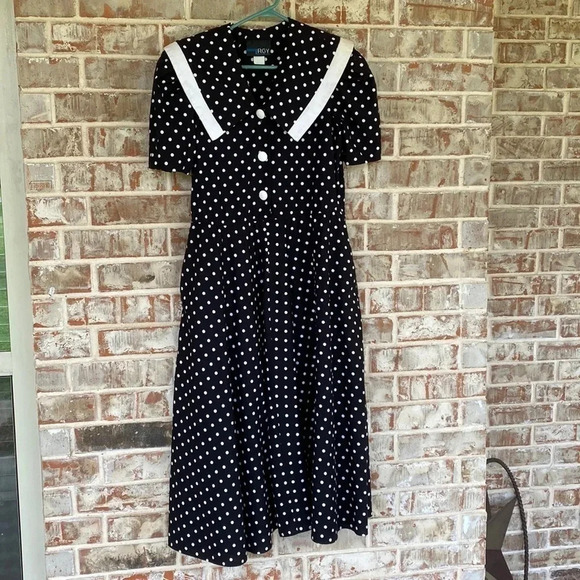 RGY Dresses & Skirts - RGY Vintage Black Polka Dot Cotton Dress
